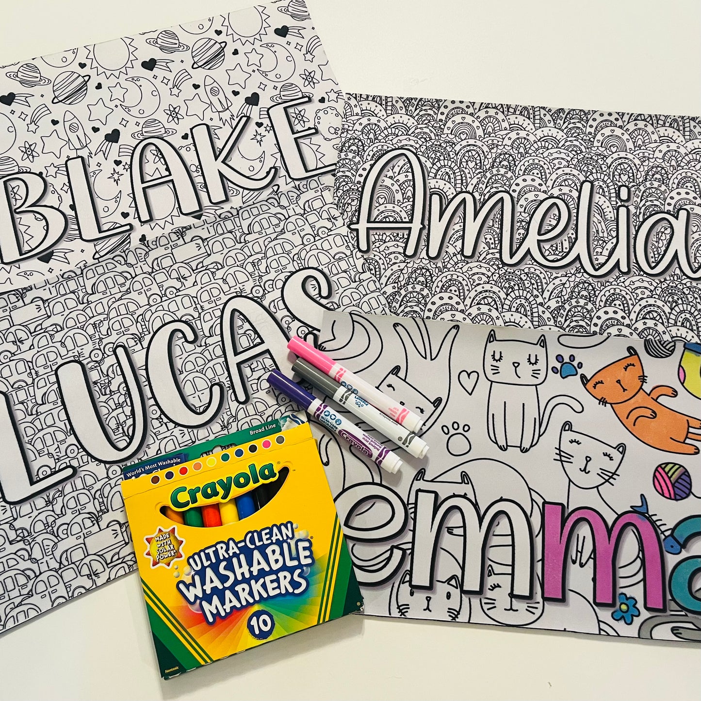 Personalized Coloring Name Placemat - Crazy Cats