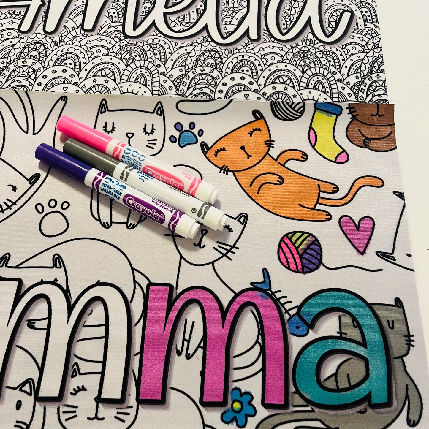 Personalized Coloring Name Placemat - Crazy Cats