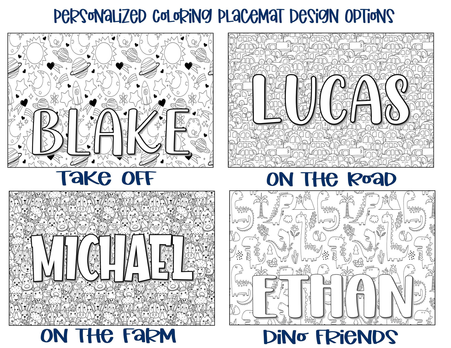 Personalized Coloring Name Placemat - Crazy Cats