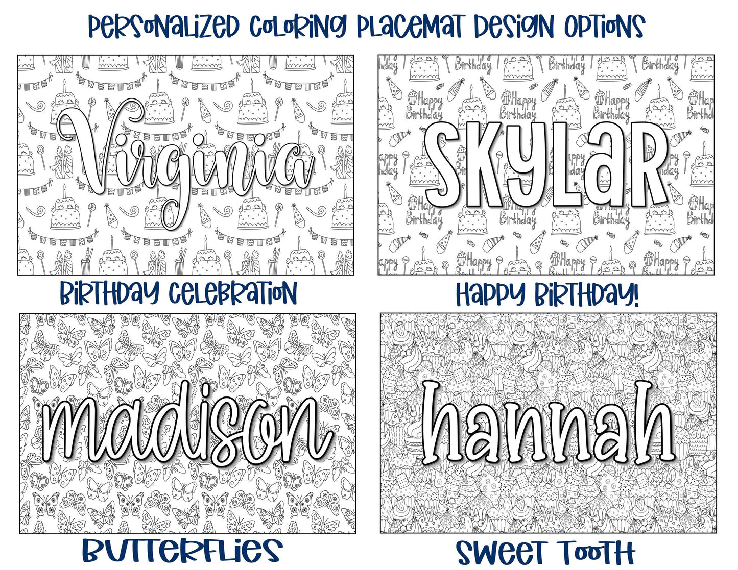 Personalized Coloring Name Placemat - On the Road